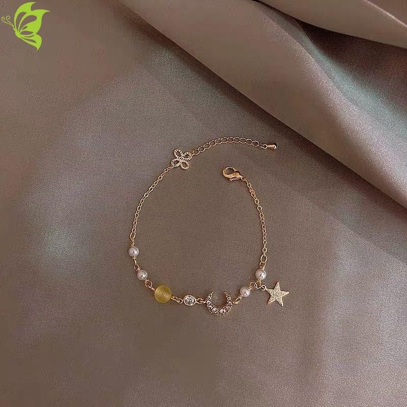 Vòng đeo tay mặt hình ngôi sao,mặt trăng dễ thương phong cách Hàn Quốc