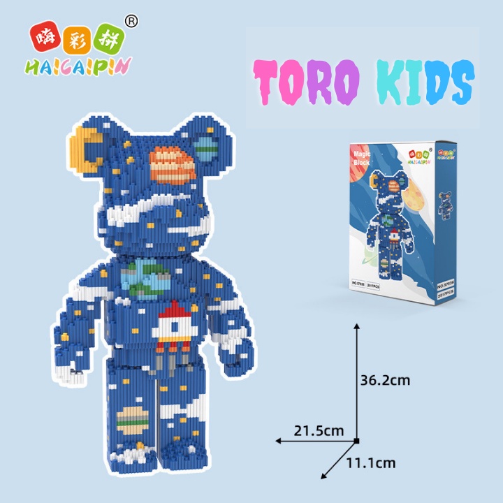 Mô hình lắp ráp gấu bearbrick cỡ lớn 30cm - 36cm, Đồ chơi lắp ráp