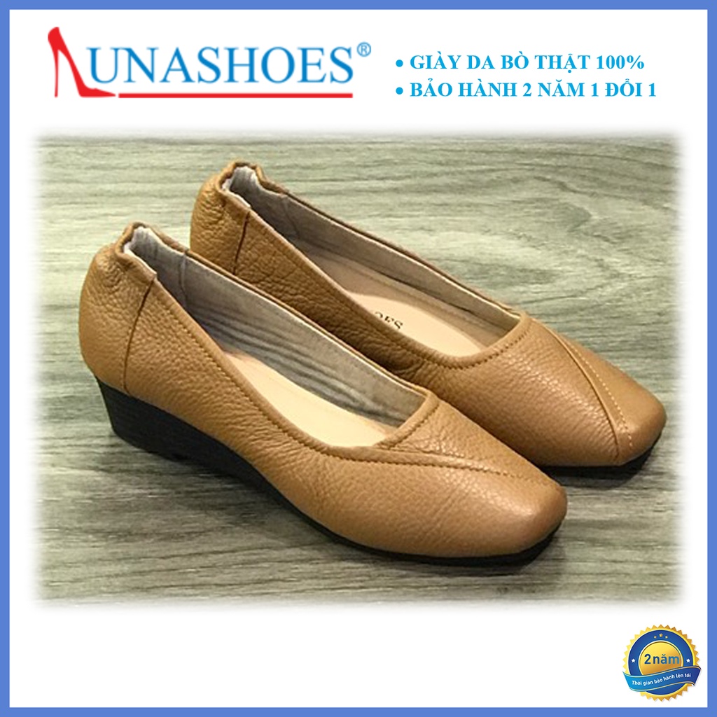 Giày đế xuồng nữ Lunashoes 24803 giầy cao gót da bò thật nữ mũi tròn da thật cao cấp dễ đi kiểu nhiều màu