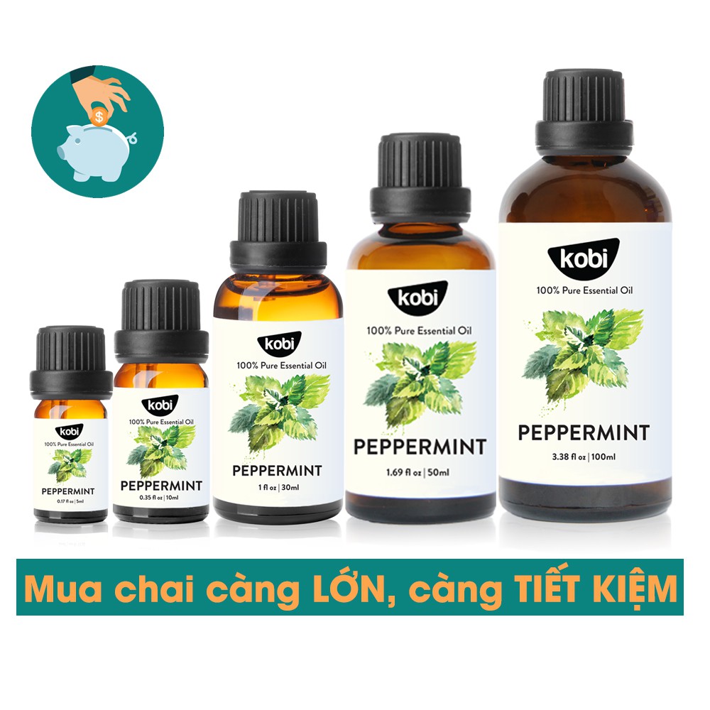 Tinh dầu Bạc Hà Kobi peppermint essential oil giúp thơm phòng, giải cảm, đuổi chuột hiệu quả - 100ml