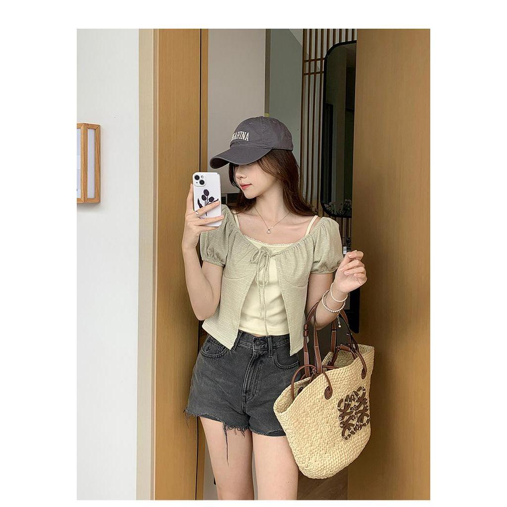 63975 Mùa Hè Phong Cách Mới Áo Sơ Mi Hai Mảnh