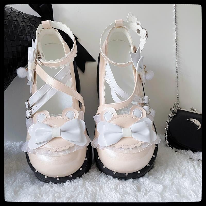 💖Trong kho💖Giày Búp Bê Da Mũi Tròn Phong Cách Lolita Xinh Xắn Cho Nữ