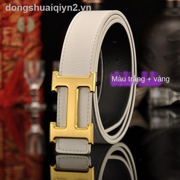 Thắt lưng da bò phối khóa cài hình chữ H thời trang cho nam