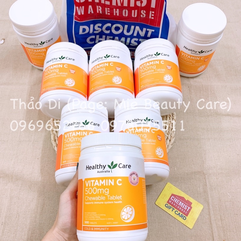 Viên nhai Vitamin C 500mg Healthy Care - 300 viên