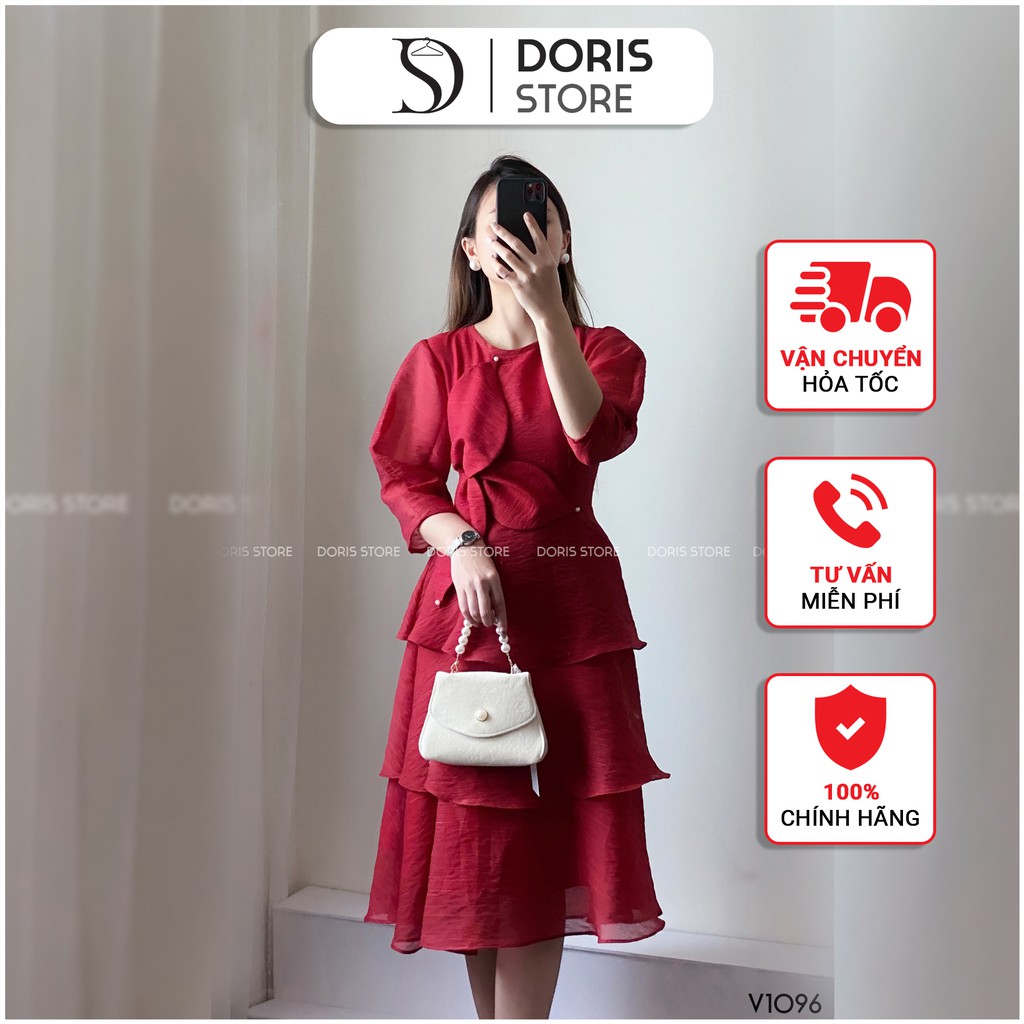 Váy voan xước cổ lá DORIS V1096 ( SALE 30% | GIÁ GỐC 590K )