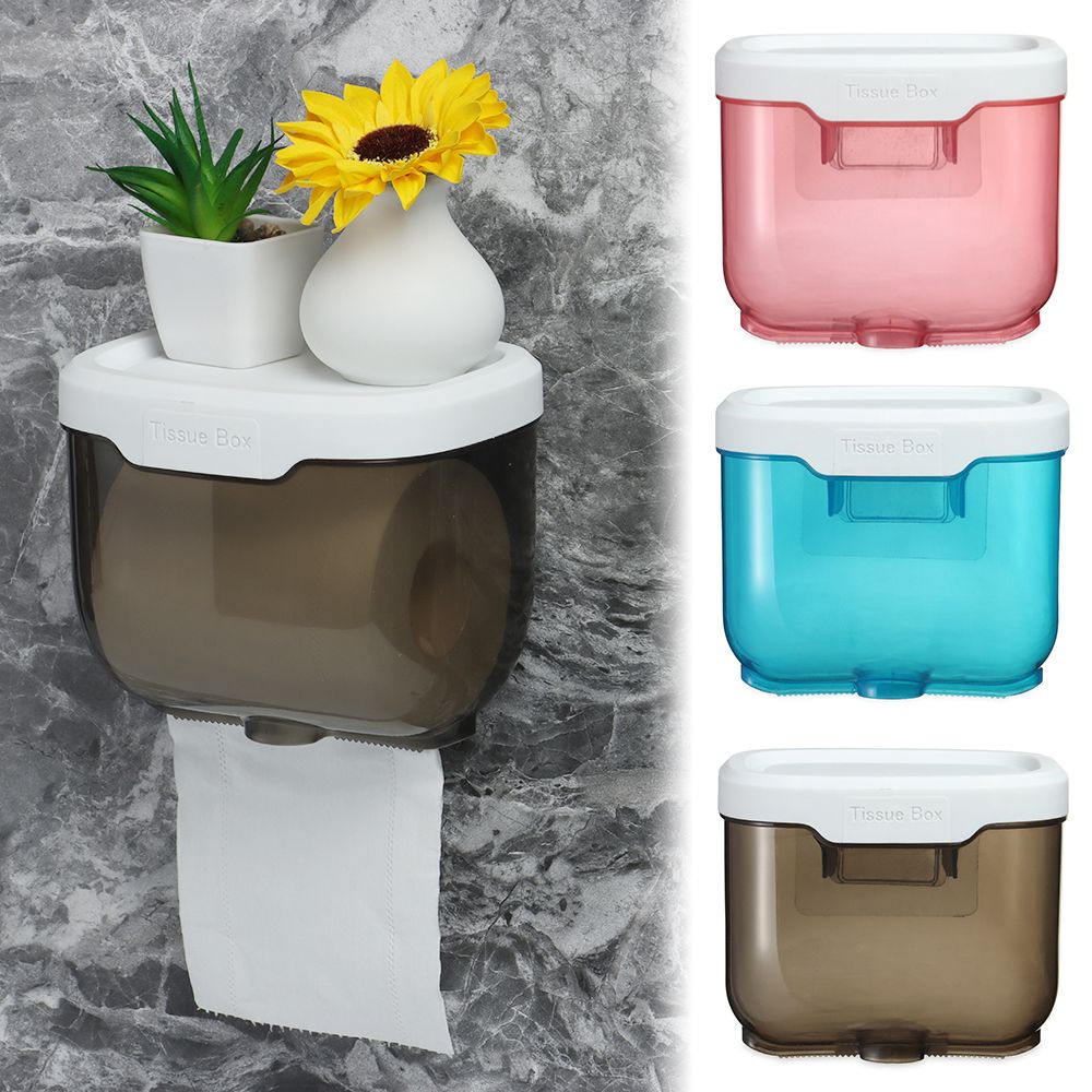 Hộp đựng khăn giấy từ nhựa trong suốt gắn tường nhà tắm/ nhà vệ sinh nhiều màu chống nước hiện đại đa năng