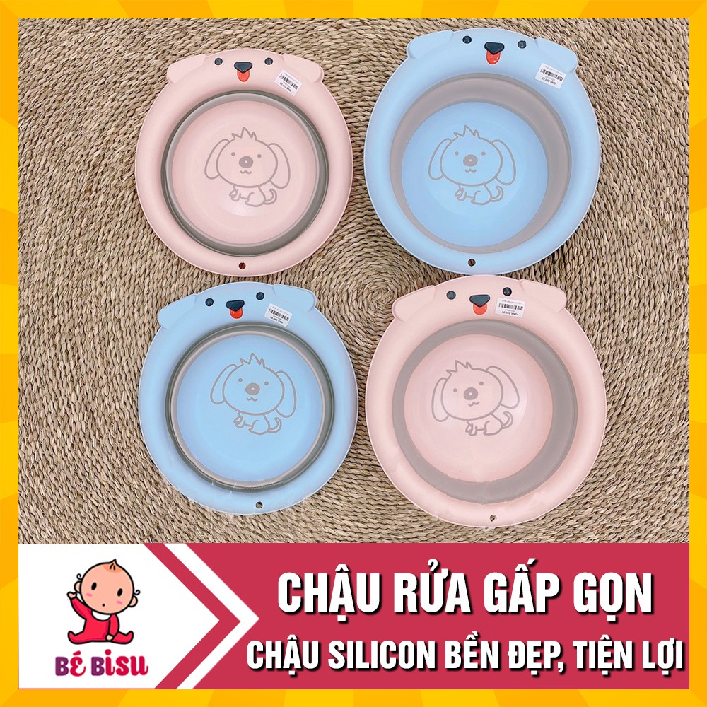 Chậu rửa mặt silicon gấp gọn đa năng cho bé (33x33x8cm)