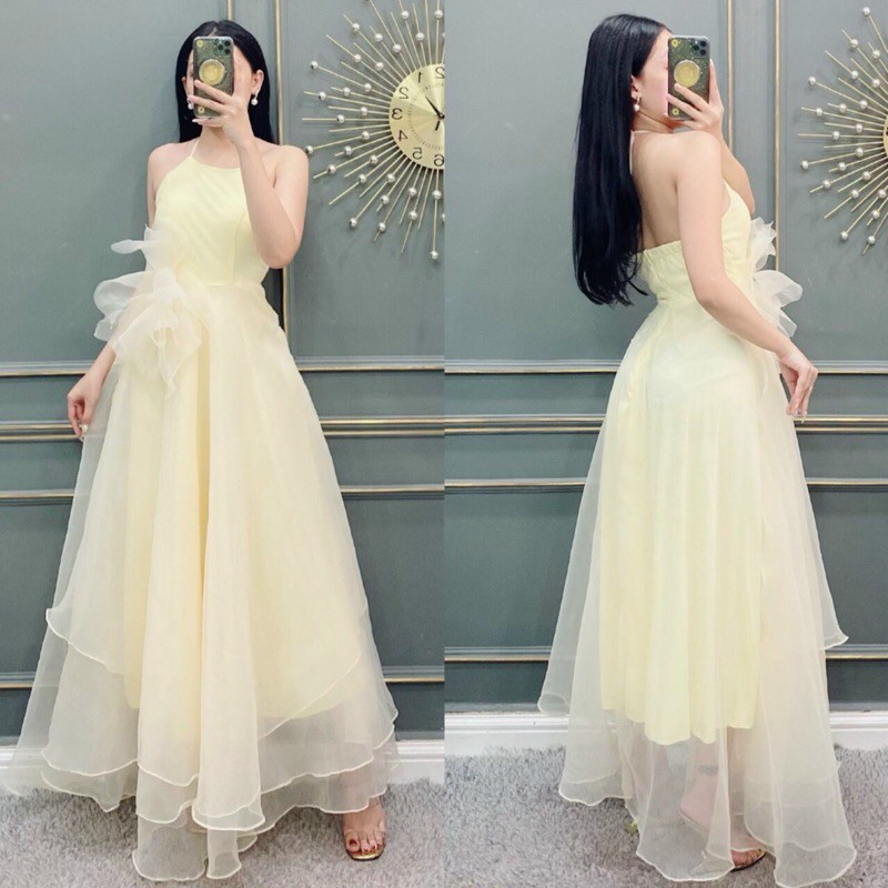 ẢNH VÀ VIDEO THẬT 10000% _ ĐẦM MAXI CỔ YẾM KẾT HOA EO