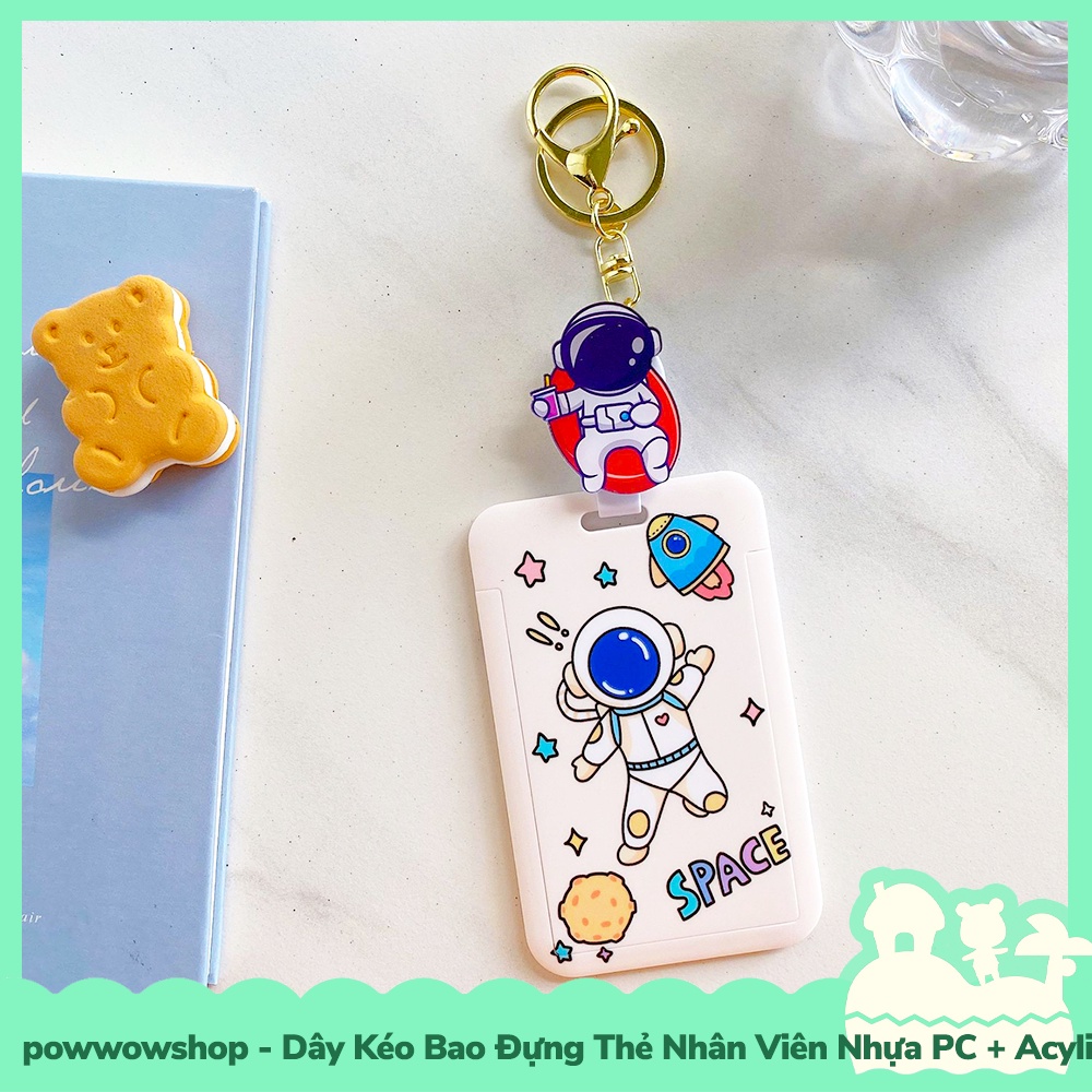 [Sẵn VN - Hỏa Tốc] Dây Kéo Bao Đựng Thẻ Nhân Viên Nhựa PC + Acrylic Phong Cách Không Gian Phi Hành Gia Astronaut