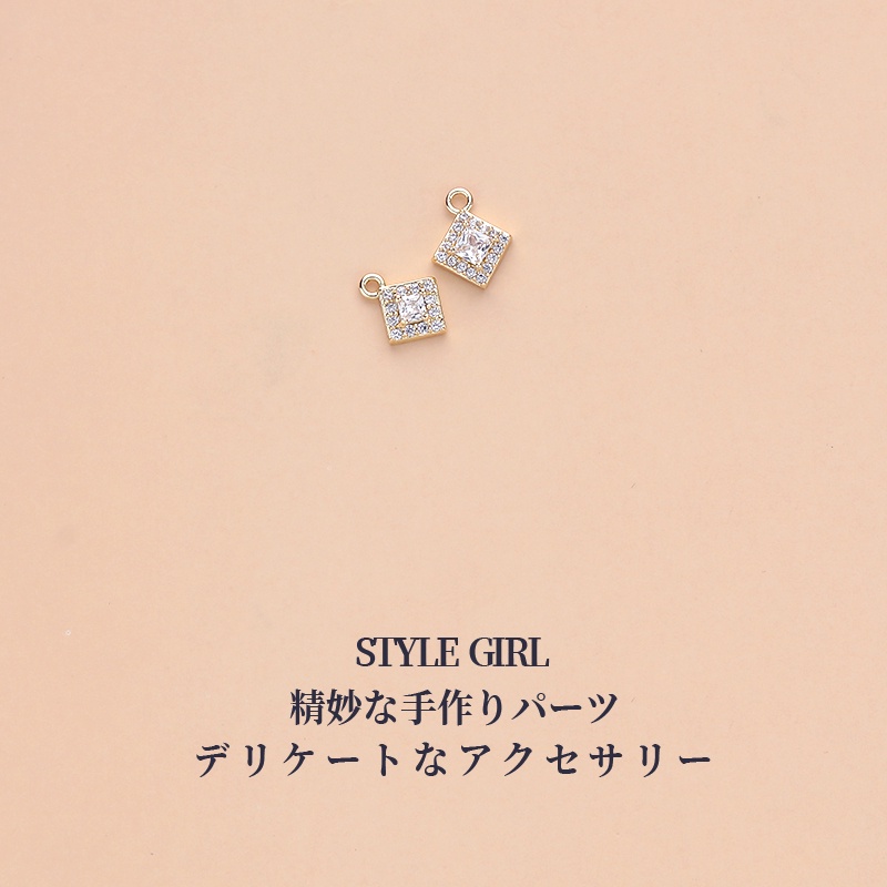 Mặt Dây Chuyền Hình Vuông Bằng Đồng 14K Đính Đá Zircon diy