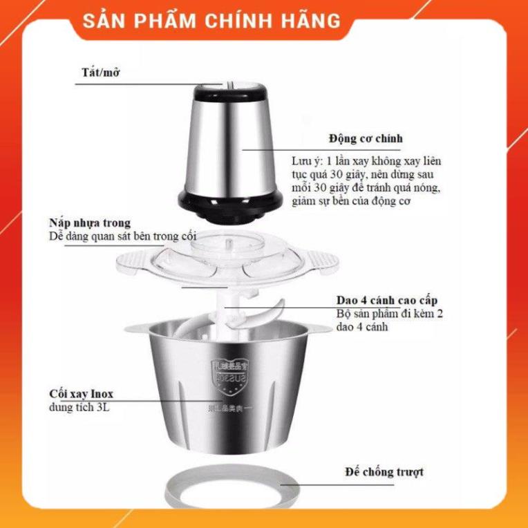 Máy Xay Thịt Xay Thực Phẩm Đa Năng Cối 2L Dao 4 Lưỡi.tiện lợi an toàn [Bảo Hành 6 Tháng]