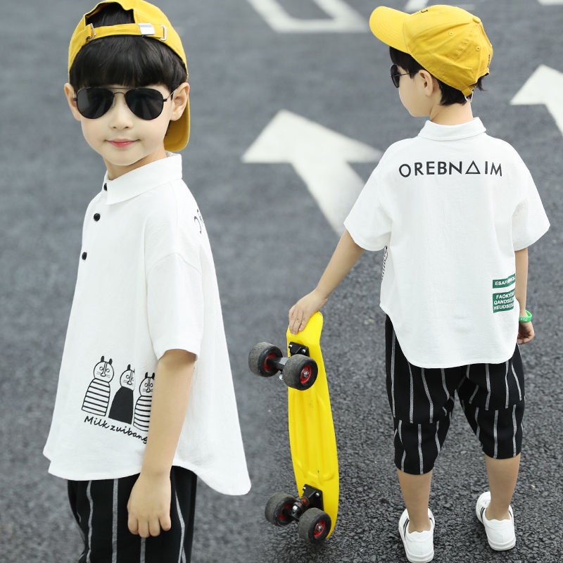 Set 2 Món Áo Thun Phối Quần Short Thời Trang Mùa Hè Cho Bé Trai Từ 3-4 - 5-6 - 7-8 - 9-10 - 11-12 Tuổi Bộ Đồ Liền Thân Xinh Xắn Dành Cho Bé