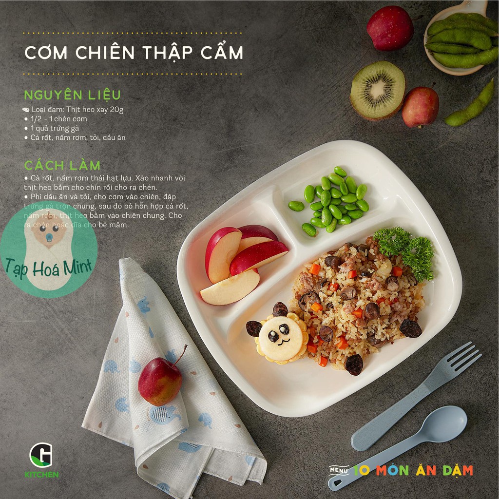 Khay ăn dặm inomata - Khay ăn dặm 3 ngăn - Tạp hoá mint