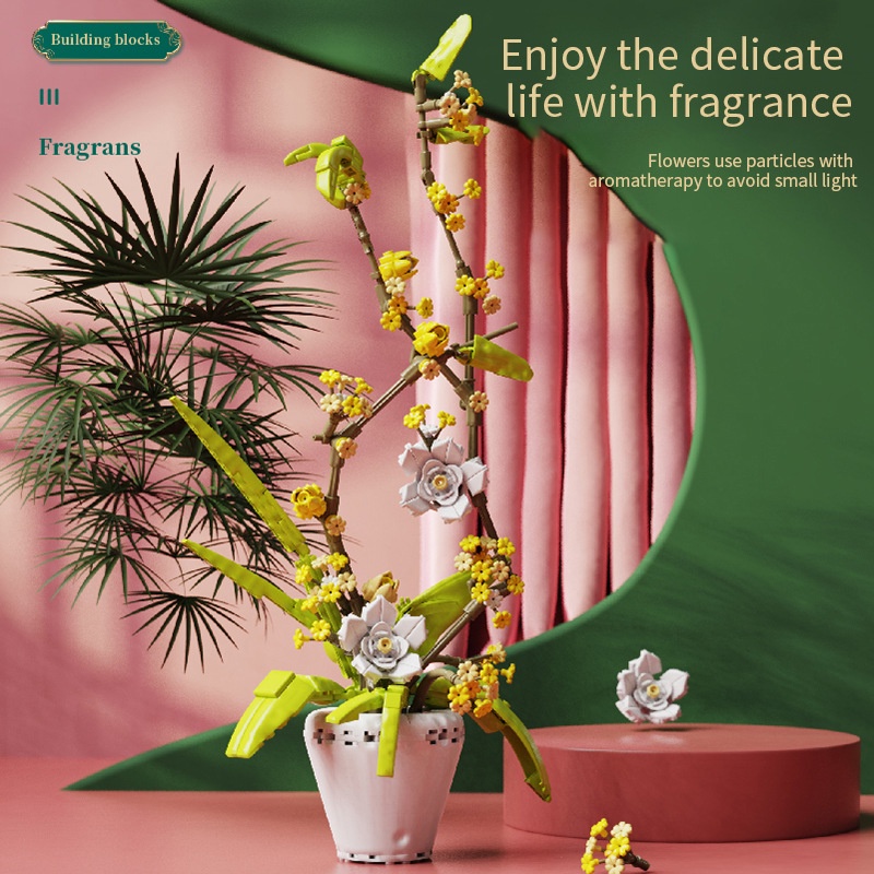 Mô hình khối lắp ráp SLUBAN ghép hình bó hoa chi mộc tê trang trí làm quà tặng