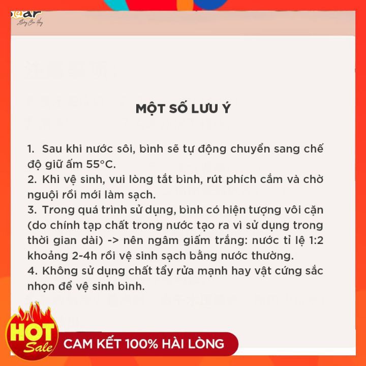 Bình Thủy Điện Bear KE-B30V1, Bình Thủy Khử Clo, Giữ Ấm 11 mức nhiệt, Dung Tích 3L, Bản Quốc Tế_Bảo Hành 18 Tháng