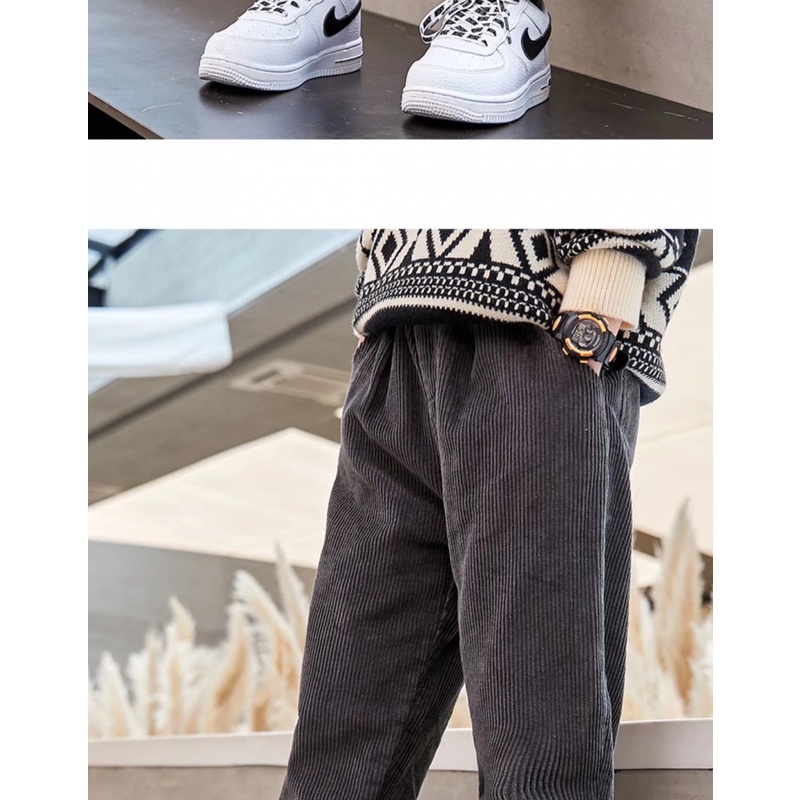 Quần Dài Vải Nhung Phối Lông Cừu Thời Trang Mùa Đông Mới Cho Bé Trai