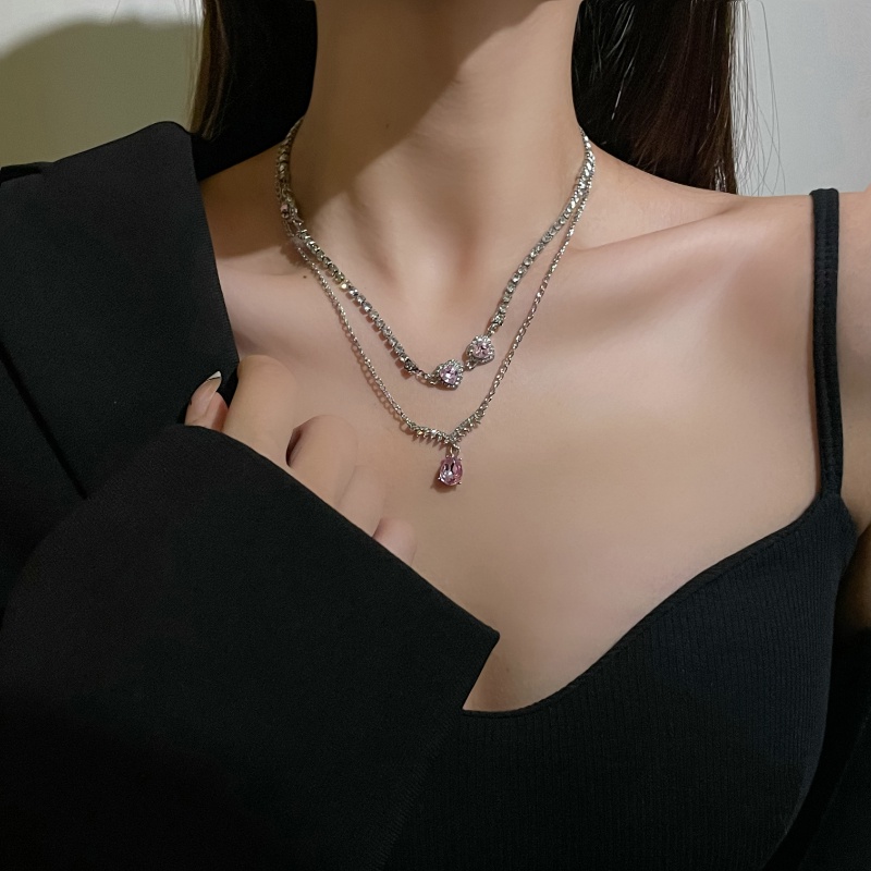 Vòng cổ Hai Lớp Hình Trái Tim Phong Cách Hip Hop Đơn Giản Cho Nữ