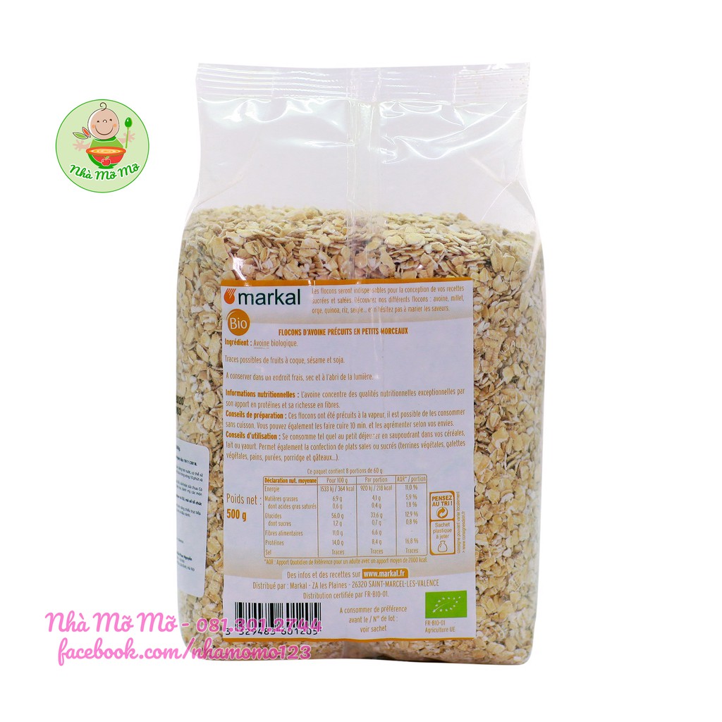 Yến Mạch Cán Mỏng Hữu Cơ Markal 500g (Date 9/2022) - Nhà Mỡ Mỡ