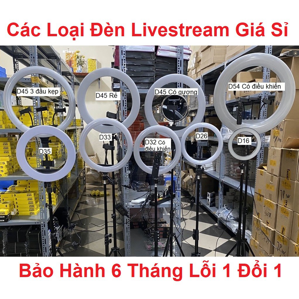 Đèn LiveStream, Make Up, Phun Xăm, Chụp Ảnh Studio 20cm 26cm 33cm 35cm 45cm 54cm giá sỉ - Đèn Chưa Bao Gồm Chân