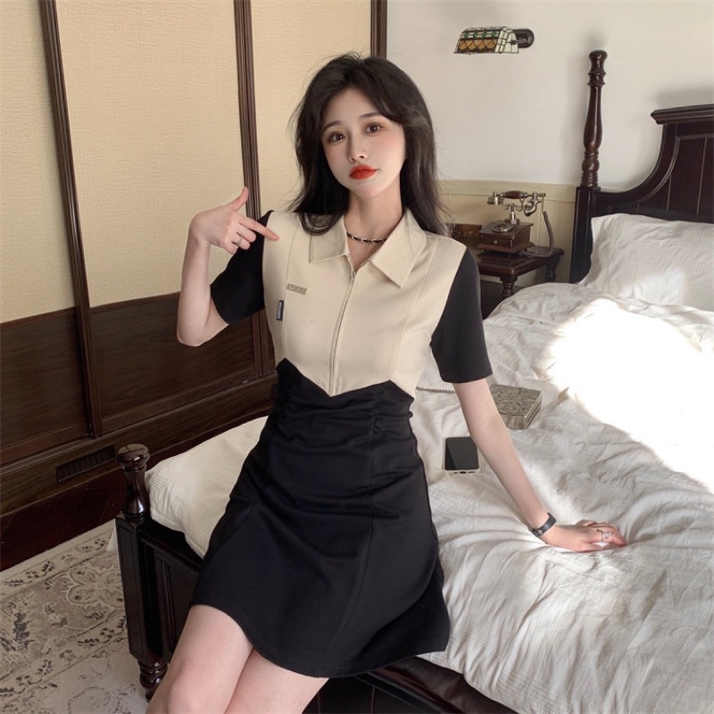 Đầm Polo Kéo Khoá Ngực Chìm Hàng Quảng Châu