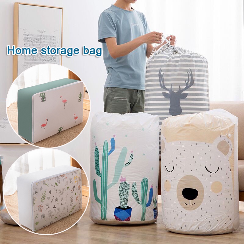 Túi đựng chăn, sắp xếp quần áo Quilt túi lớn Dây rút tròn Có thể gập lại Quần áo Chăn Túi lưu trữ Hành lý Đóng gói Hộp đựng