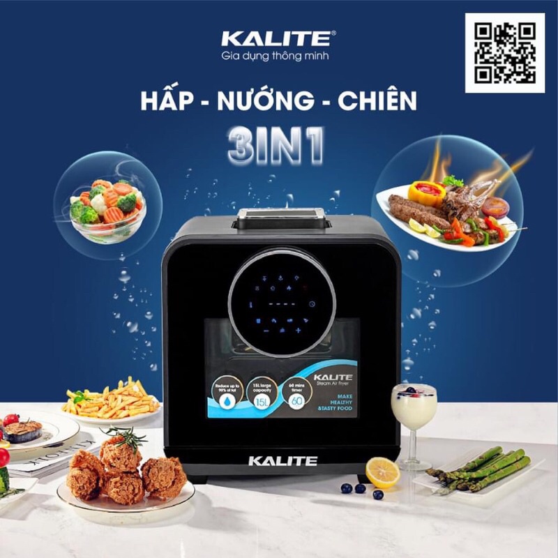 [Mã ELHADEV giảm 4% đơn 300K] Nồi chiên hơi nước Kalite Steam Star 15L gà quay nguyên con công suất 1635W