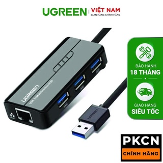 Cáp chuyển usb 2.0 sang lan 10/100mbps tích hợp hub usb 2.0 3 cổng ugreen cr103 20264