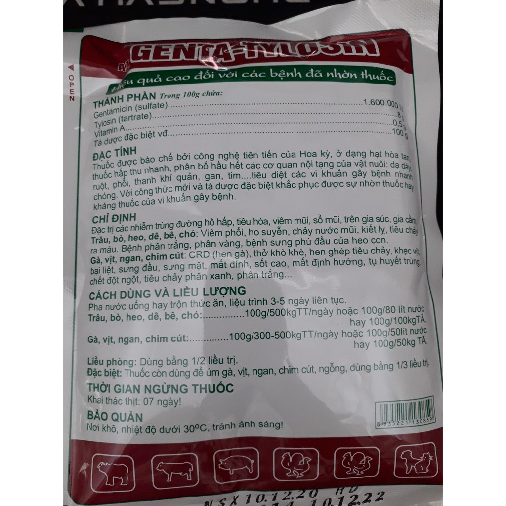 Gentatylosin gói 100g