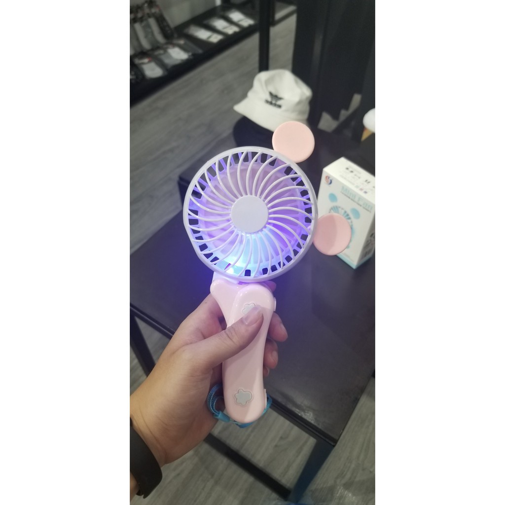 Quạt gấp cầm tay có đèn cực mát - chạy bằng pin và có sạc USB Mini Fan (có ảnh thật)