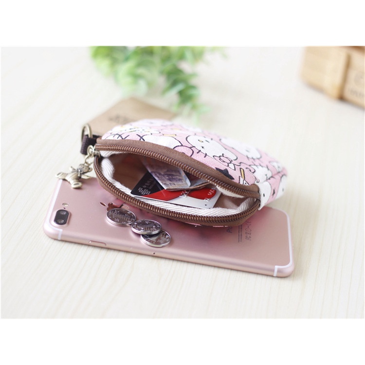 Ví Đựng Tiền Xu/Chìa Khóa Mini Bằng Vải Bố Họa Tiết Hoạt Hình Dễ Thương Dành Cho Bạn Nữ