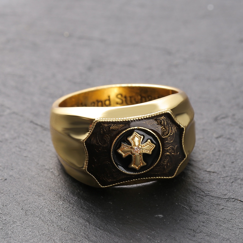 Nhẫn Mạ Vàng 18k Hình Thánh Giá Sáng Tạo Cho Nam