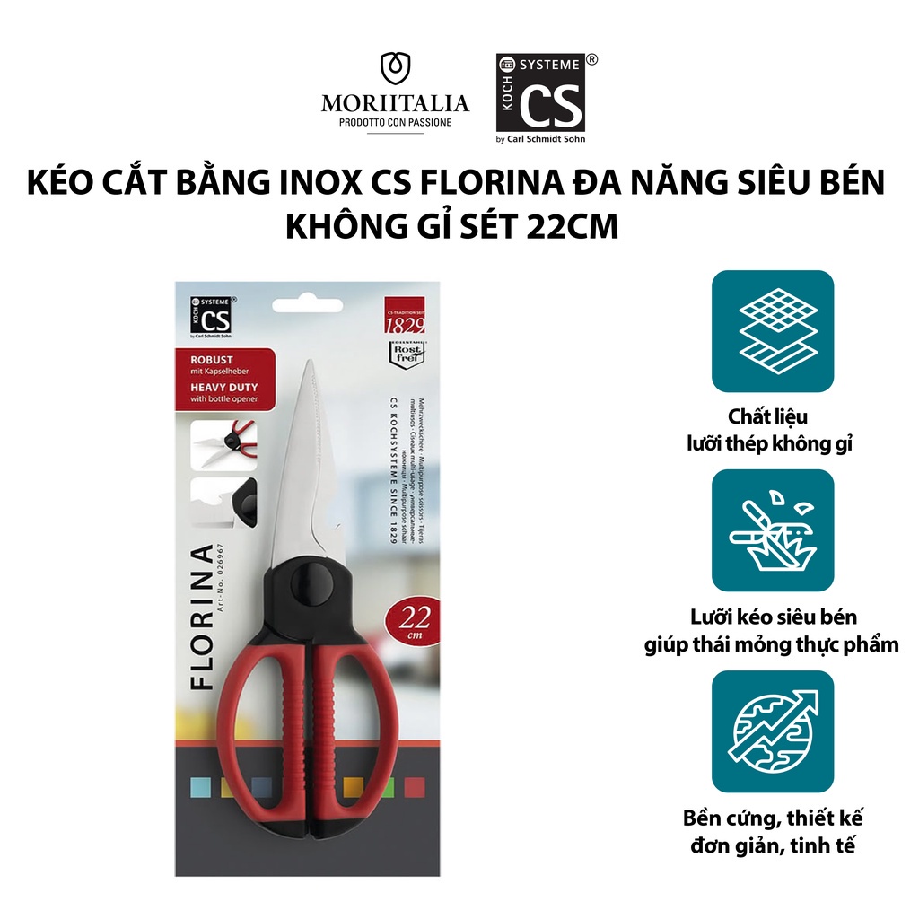 Kéo cắt CS Florina bằng inox siêu bén không gỉ sét Moriitalia 026967