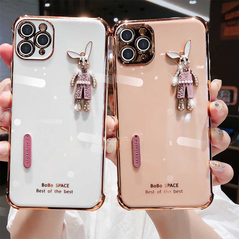 Vỏ iPhone 12ProMax Case iPhone 12 Case iPhone 11 7Plus 8Plus  Case Cartoon iPhone 12Mini Bảo vệ Tay áo dễ thương Vỏ điện thoại Thỏ iPhone 7 Mile Case Silicone Một cặp nDNL