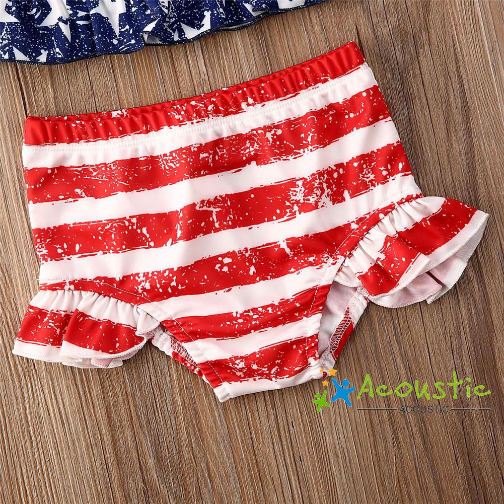 ➤♕❀❤Swimwear Cute Two Piece Bathing Suit for Kids Girls Floral Print Top+ Stripe Underpants