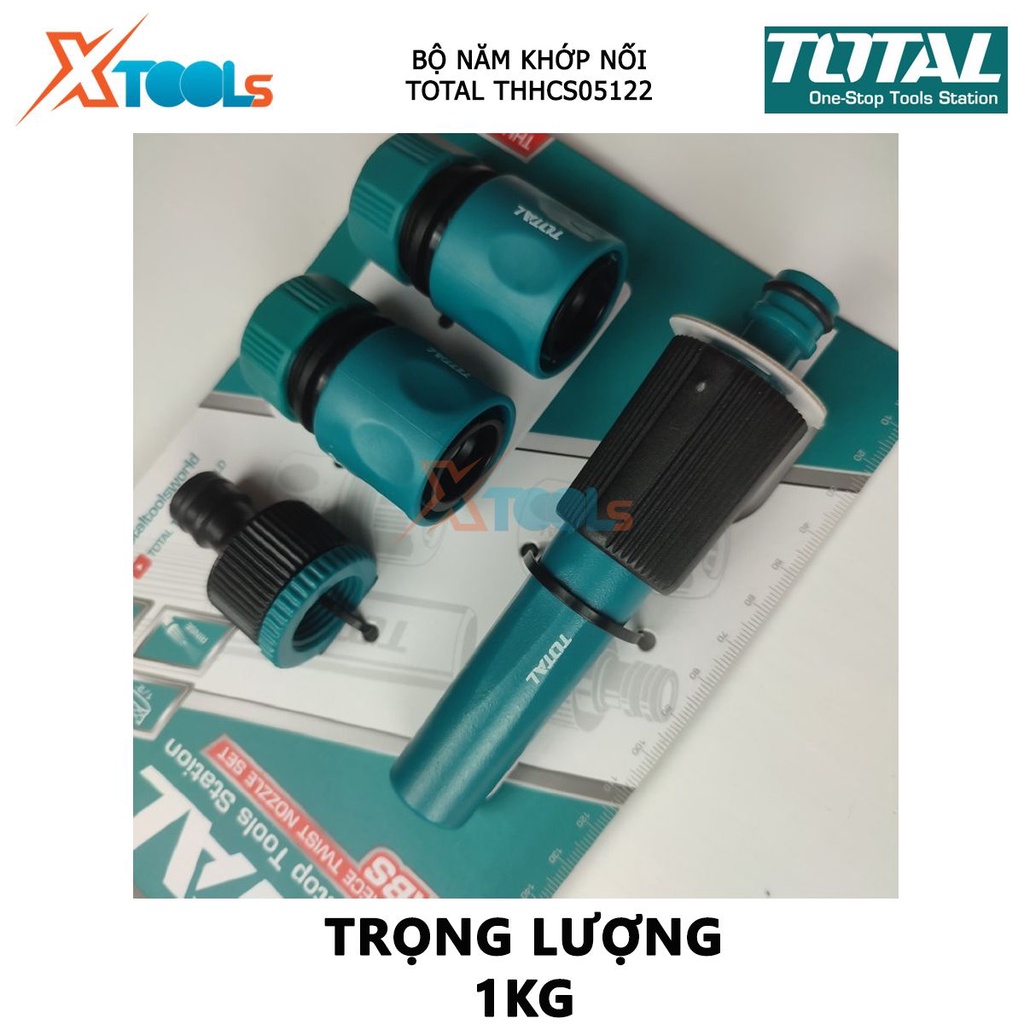 Bộ năm khớp nối TOTAL THHCS05122 khớp nối vòi xịt rửa gồm 2 đầu nối nhanh 1/2'' nhựa và 1 khớp nối 1/2 inch