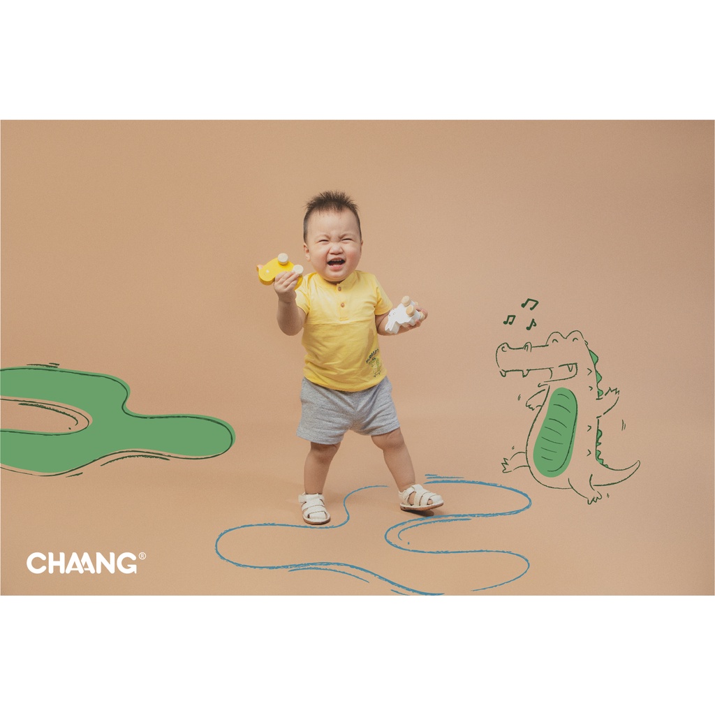 Chaang Áo cộc tay cổ trụ cho bé Lake vàng