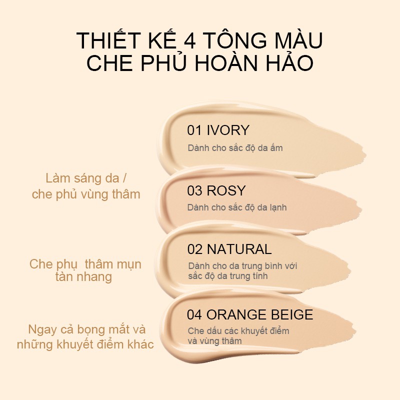 Kem che khuyết điểm Perfect Diary độ che phủ cao với 4 tông màu tùy chọn lâu trôi 7ml | BigBuy360 - bigbuy360.vn