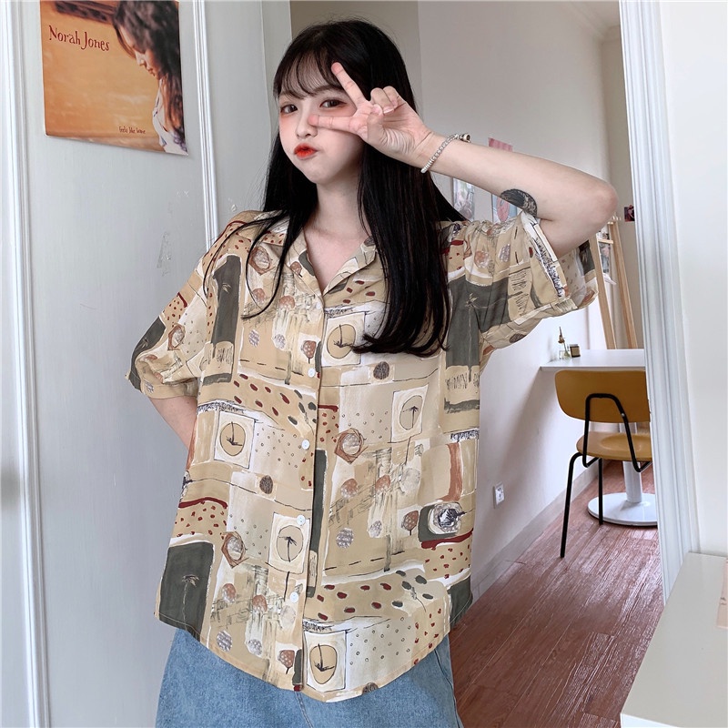 NRVP Áo Sơ Mi Dáng Rộng Thời Trang Hàn Quốc Cá Tính Cho Nữ