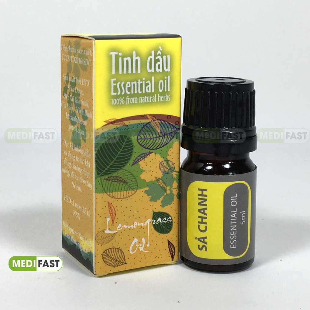 Tinh dầu Sả Chanh Sinh Dược lọ 5ml đuổi muỗi côn trùng xông thơm phòng ngủ, giải cảm, giảm stress mệt mỏi khi làm việc