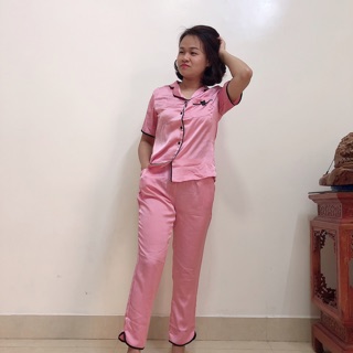 Bộ lụa mặc nhà tay ngắn quần dài