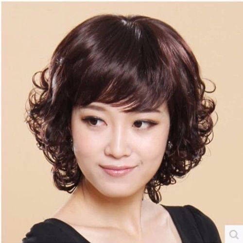 (Hàng Có Sẵn) Tóc Giả Ngắn Xoăn Tự Nhiên Như Thật Cho Phụ Nữ Trung Niên Và Người Già Gửi Thật Vùng Da Mắt Mái Vòm
