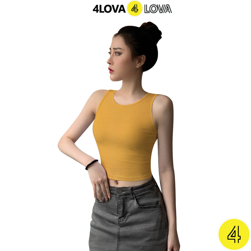 Áo croptop nữ 4LOVA kiểu ôm sát nách chất liệu cotton cao cấp | BigBuy360 - bigbuy360.vn
