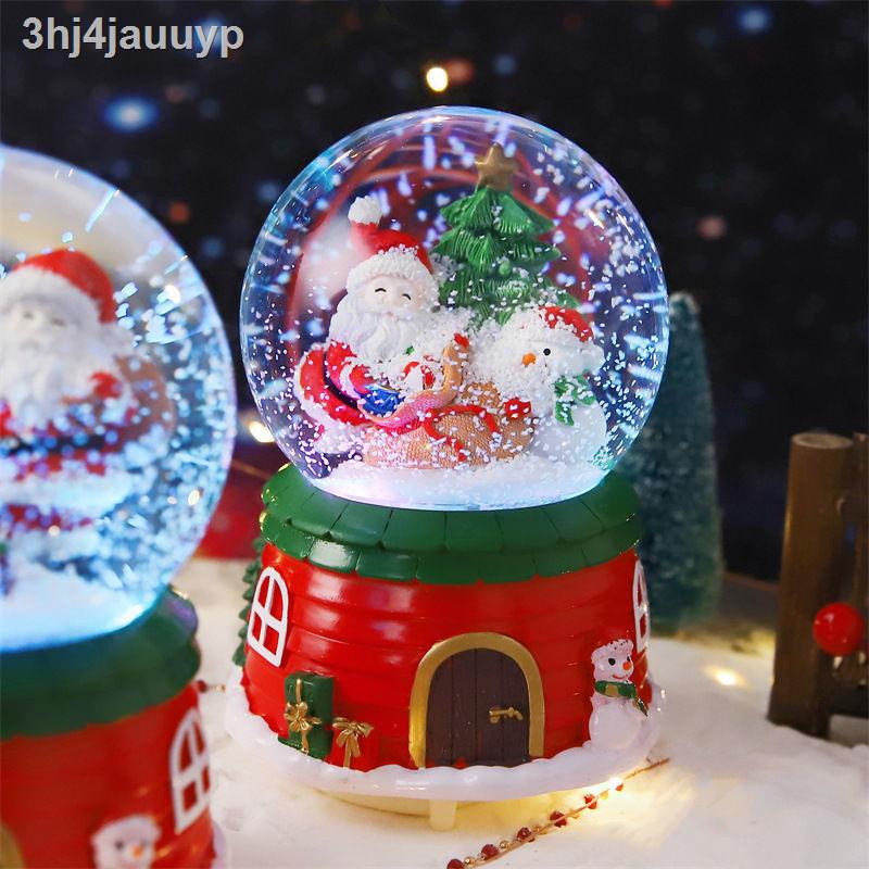Quả Cầu Pha Lê Tuyết Hình Ông Già Noel Có Hộp Nhạc Và Đèn Phát Sáng