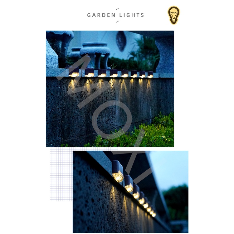 Đèn LED SOLAR chiếu sáng gắn bậc cầu thang sử dụng năng lượng mặt trời dùng trang trí Decor tiện dụng MOXI.