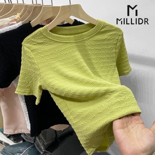 Áo Thun Ngắn Tay Cổ Tròn Màu Sắc Trơn Thời Trang Mùa Hè Dành Cho Nữ
