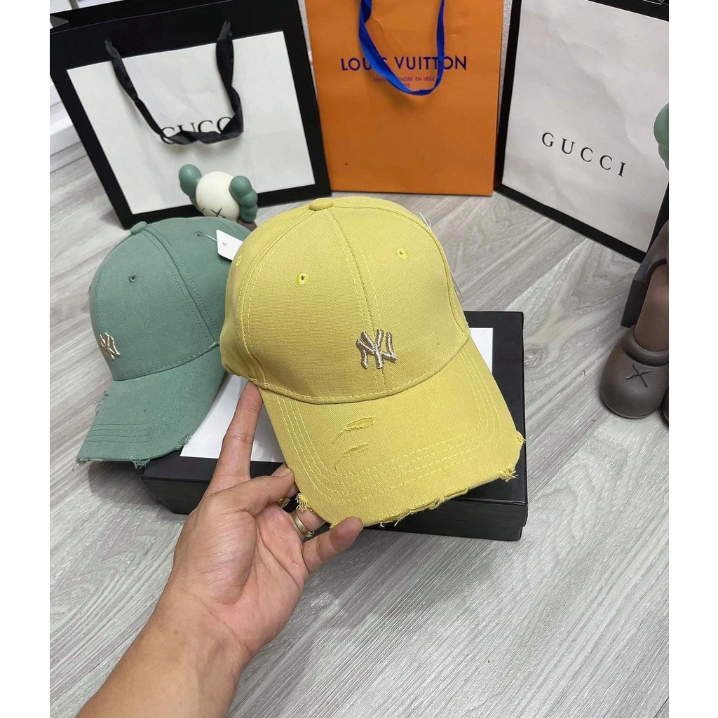 Mũ lưỡi trai rách ❤️ Nón thêu chữ NY phong cách Ulzzang form unisex nam nữ