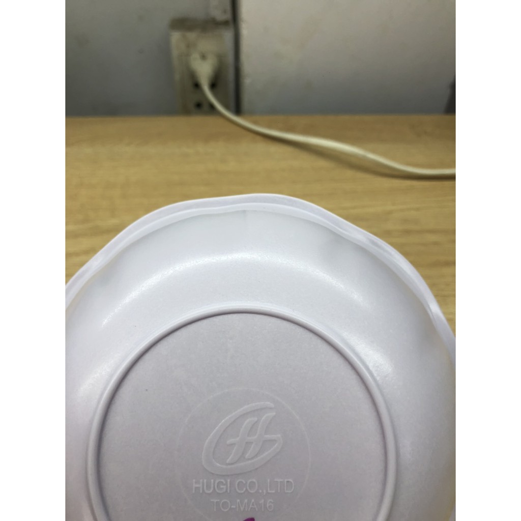 tô melamine tròn 16 cm dạng mai hoa văn bông nền màu trắng ( 1 cái )
