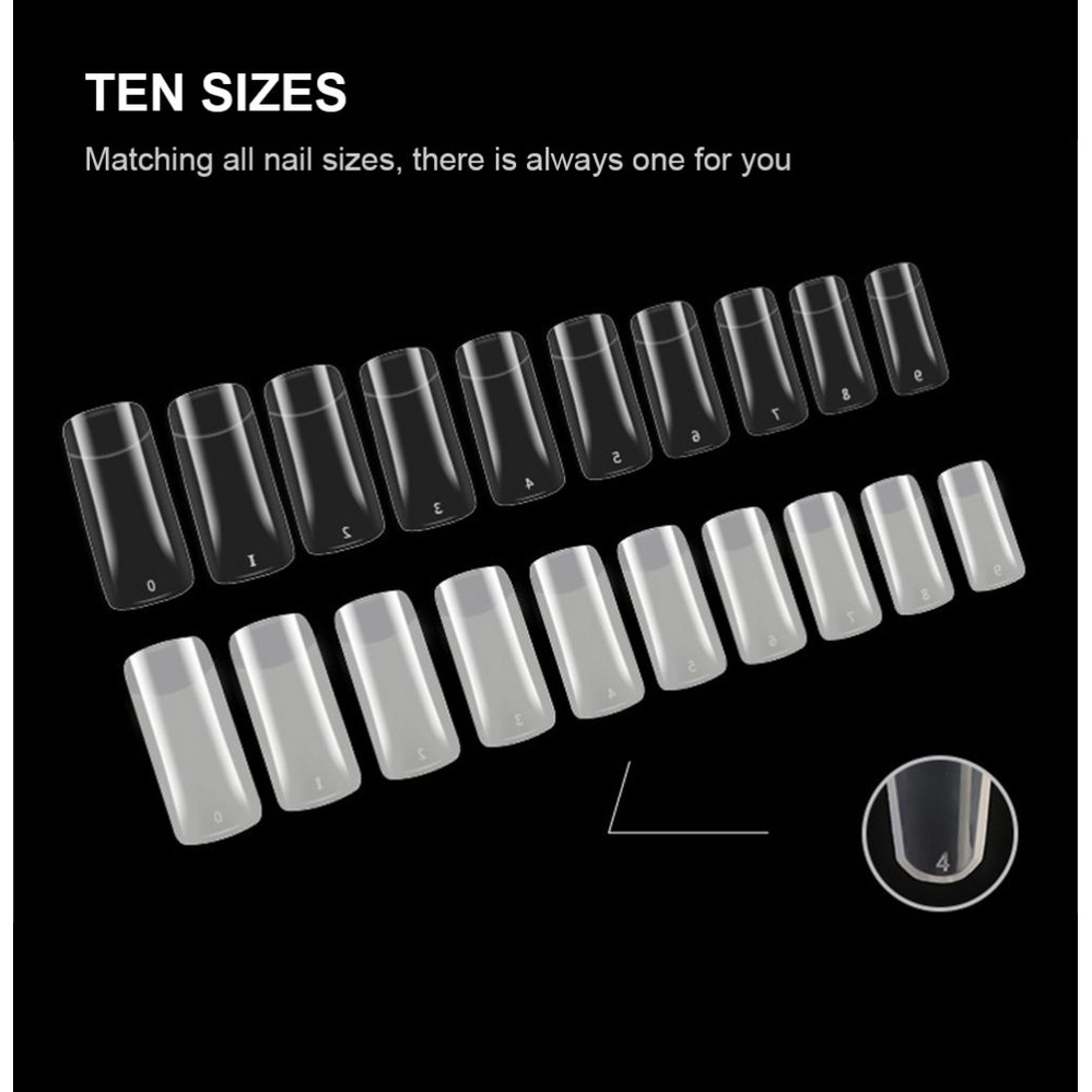 Chứng Khoán sẵn sàng 100 cái/hộp của móng tay giả trong suốt tự nhiên móng tay đầy đủ dán nửa dán Pháp Nail COD