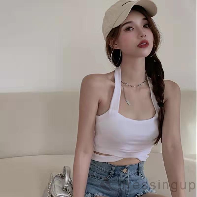 Áo Tank Top Hai Dây Màu Trắng/Đen Thời Trang Mùa Hè Cho Nữ