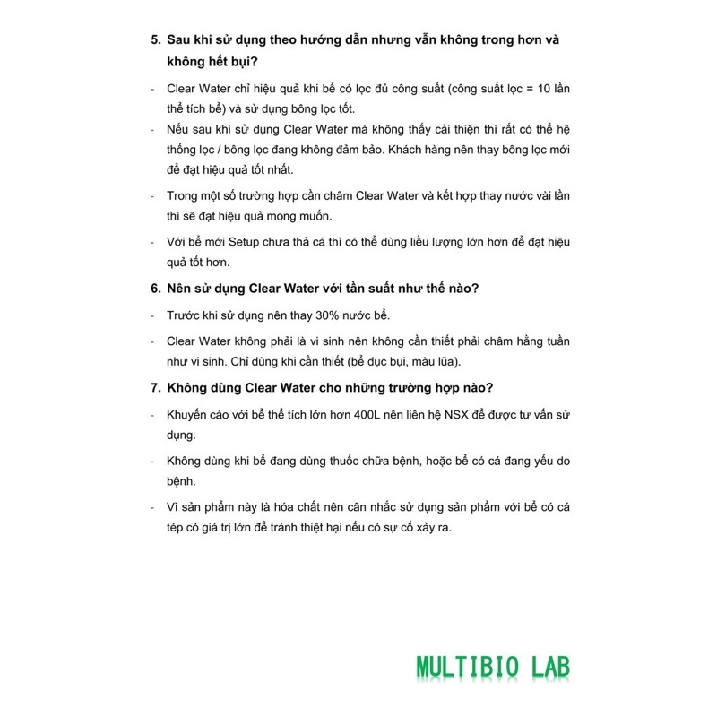 Bộ sản phẩm Vi Sinh Multibio Lab | Multi bio | multi detox | multi clear water | multi glass care | multi power bacter